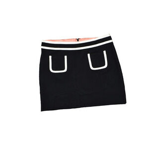 Banana Republic Women's Size 12P A-Line Skirt Black Rayon Zip Solid